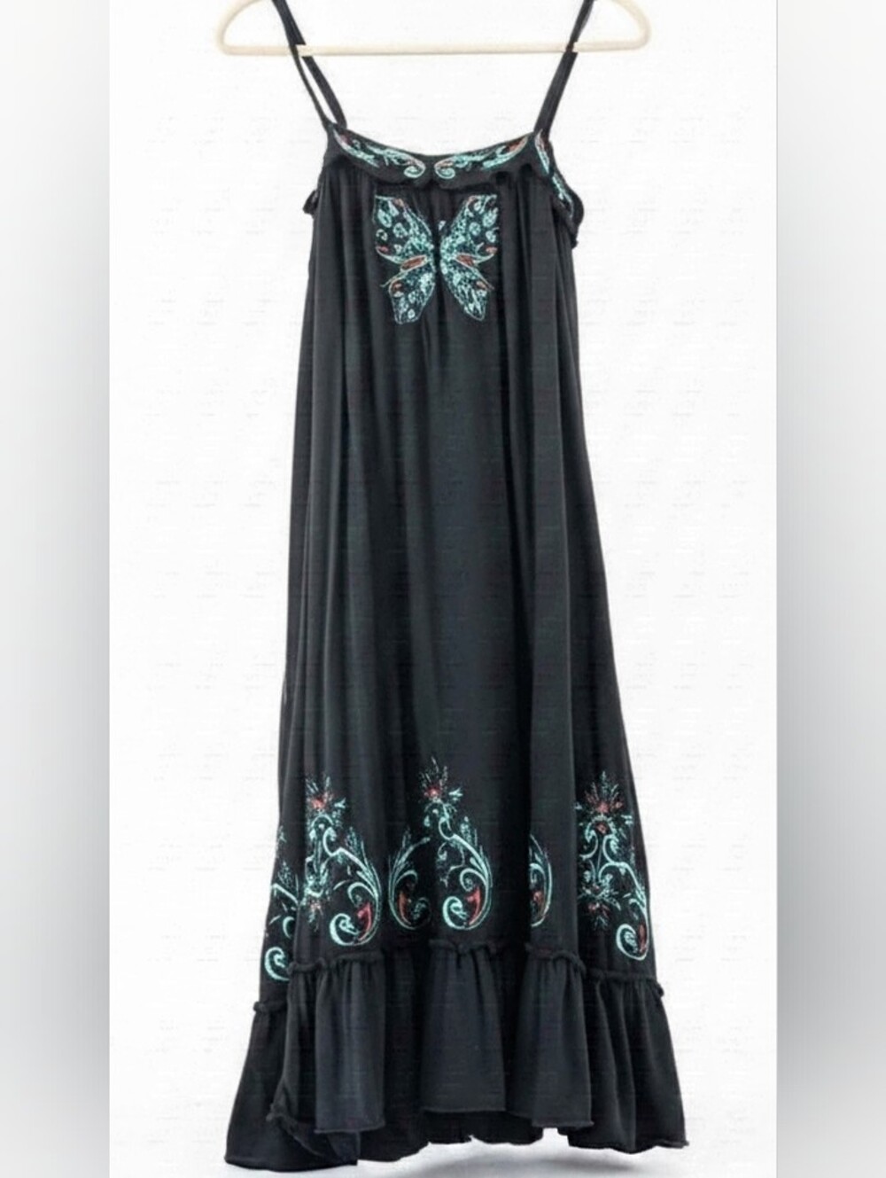 Johnny Was Embroidered Butterfly Slip Style Midi Dress XS